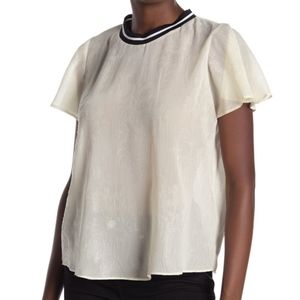 RACHEL ROY Ivory Sheer Short Sleeve